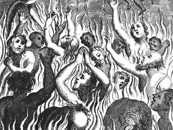 a depiction of souls burning in hell