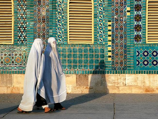 Muslim women walking