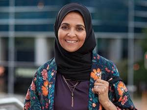 Muslim woman smiling