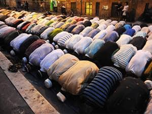 Muslim men in prayer
