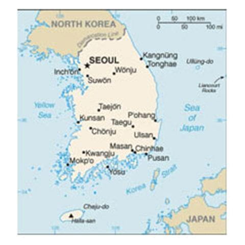 Map of Korea, South
