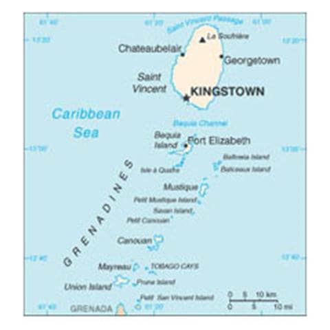 Map of Saint Vincent and the Grenadines