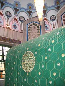 "Tomb of Abraham," cenotaph above the cave traditionally considered to be the burial place of Abraham and Sarah in the Cave of the Patriarchs. Photo by Eric Stoltz, March 2006 via Wikimedia CC
