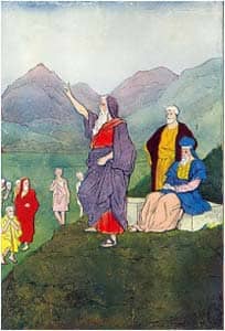 Moses speaks to the children of Israel. Illustrator of Hartwell James's 'The Boys of the Bible', 1905, 1916