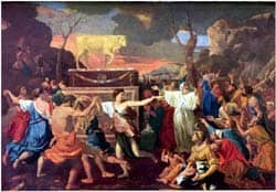 The Adoration of the Golden Calf by Nicolas Poussin (1633) via Wikimedia CC
