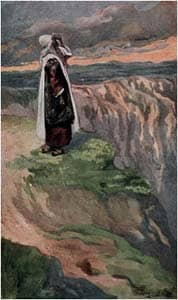 Moses Sees the Promised Land from Afar, as in Numbers 27:12: by  James Tissot prior to 1903 via Wikimedia CC