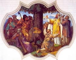 Boniface overseeing the felling of Thor's Oak
