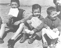 The first matzah eaten in Israel, 1949  photo courtesy of The Jewish Agency for Israel via C.C. License at Flickr CC