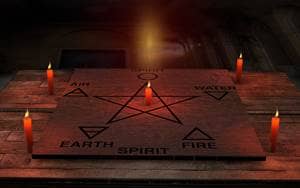 pentagram with candles